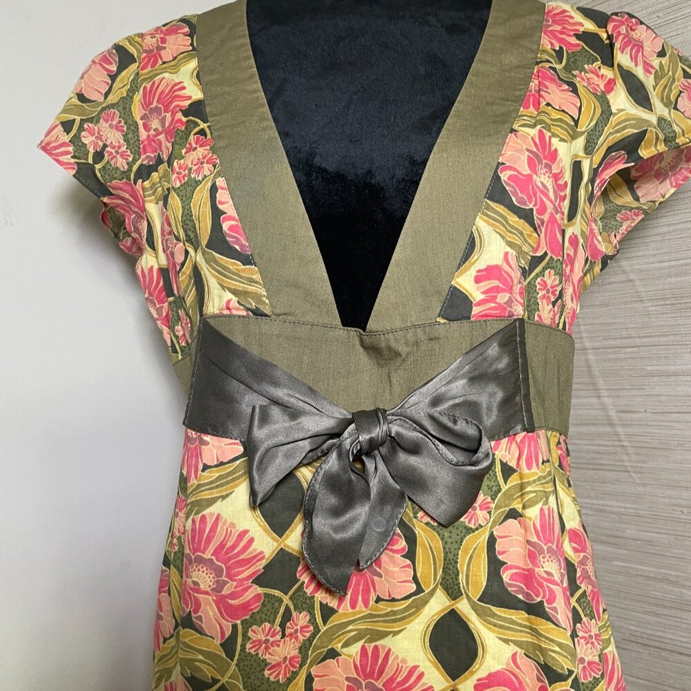 Women's Size 8 Free People Floral Empire Waist V-Neck Dress - Picture 2 of 11